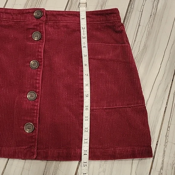 Button-Front Corduroy Mini Skirt in Wine - Picture 7 of 7